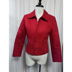 Lorizoni Red Long Sleeve Faux Suede Blazer Suit Jacket Size Small